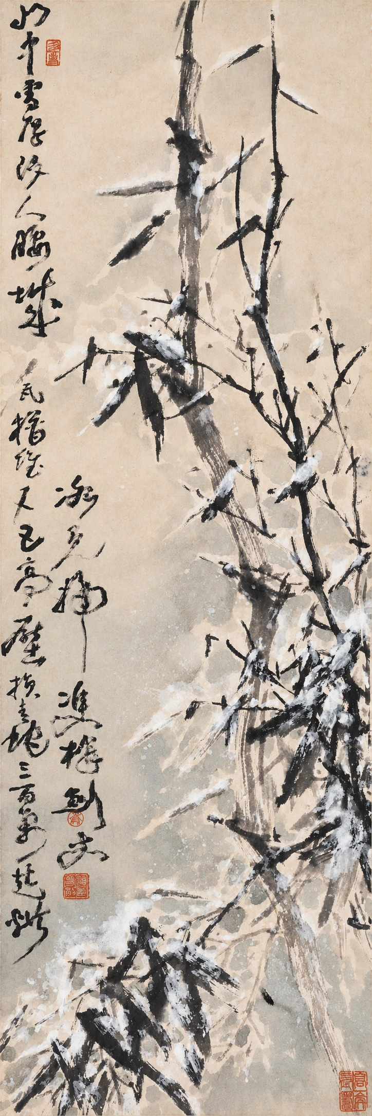 高剑父《雪竹图》全幅策展影像（AI视觉演绎）