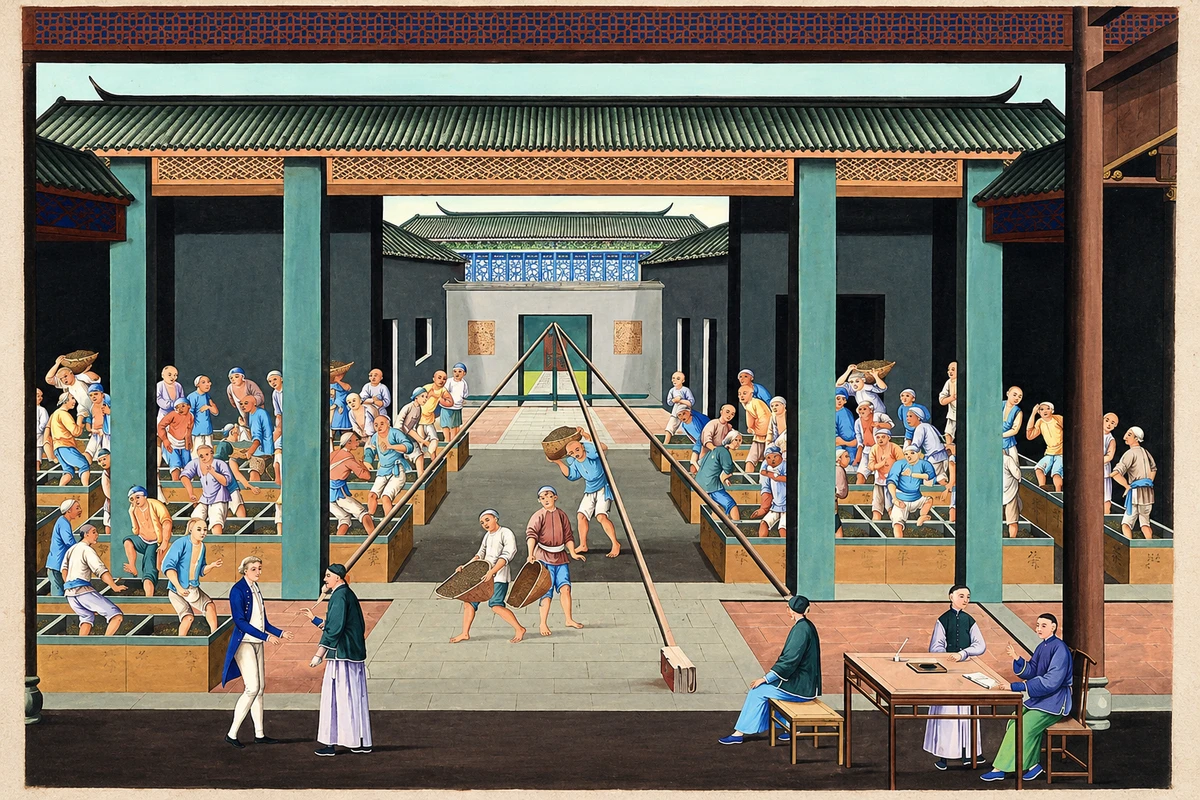 茶叶生产：茶叶装箱外销：香港艺术馆藏品的独立AI视觉演绎