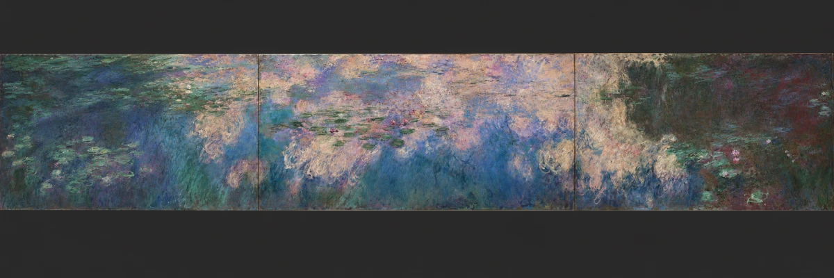 睡莲（三联画）完整作品的AI策展图像