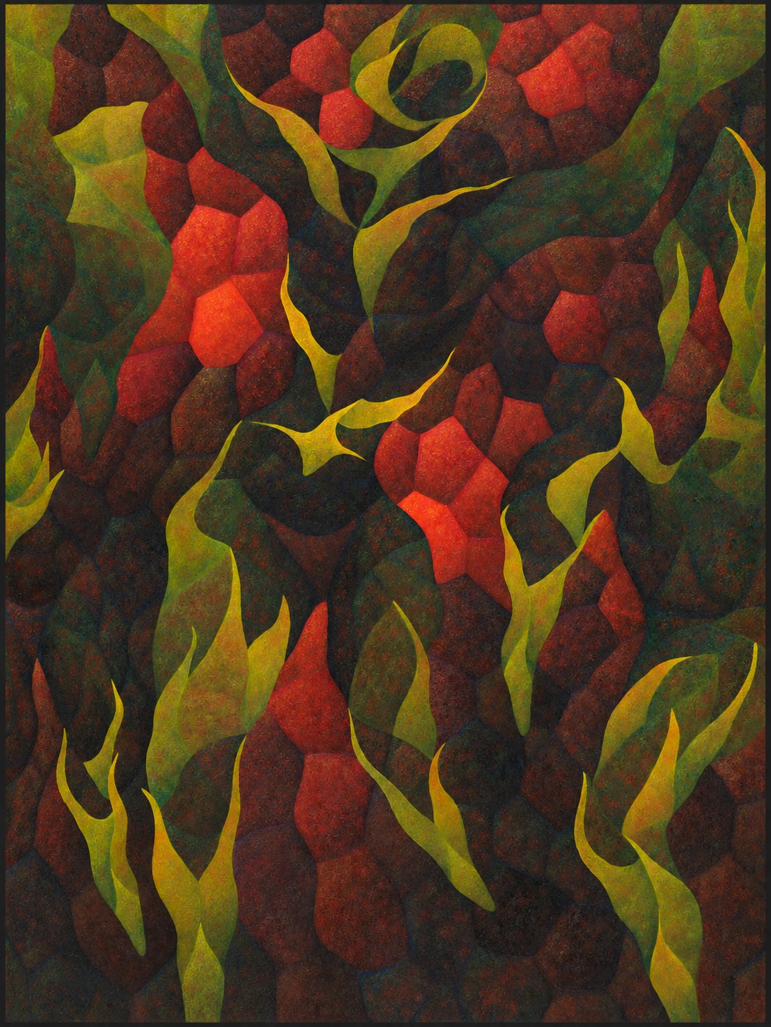 Hernando R. Ocampo《跳舞的突变体》完整画幅的AI策展影像