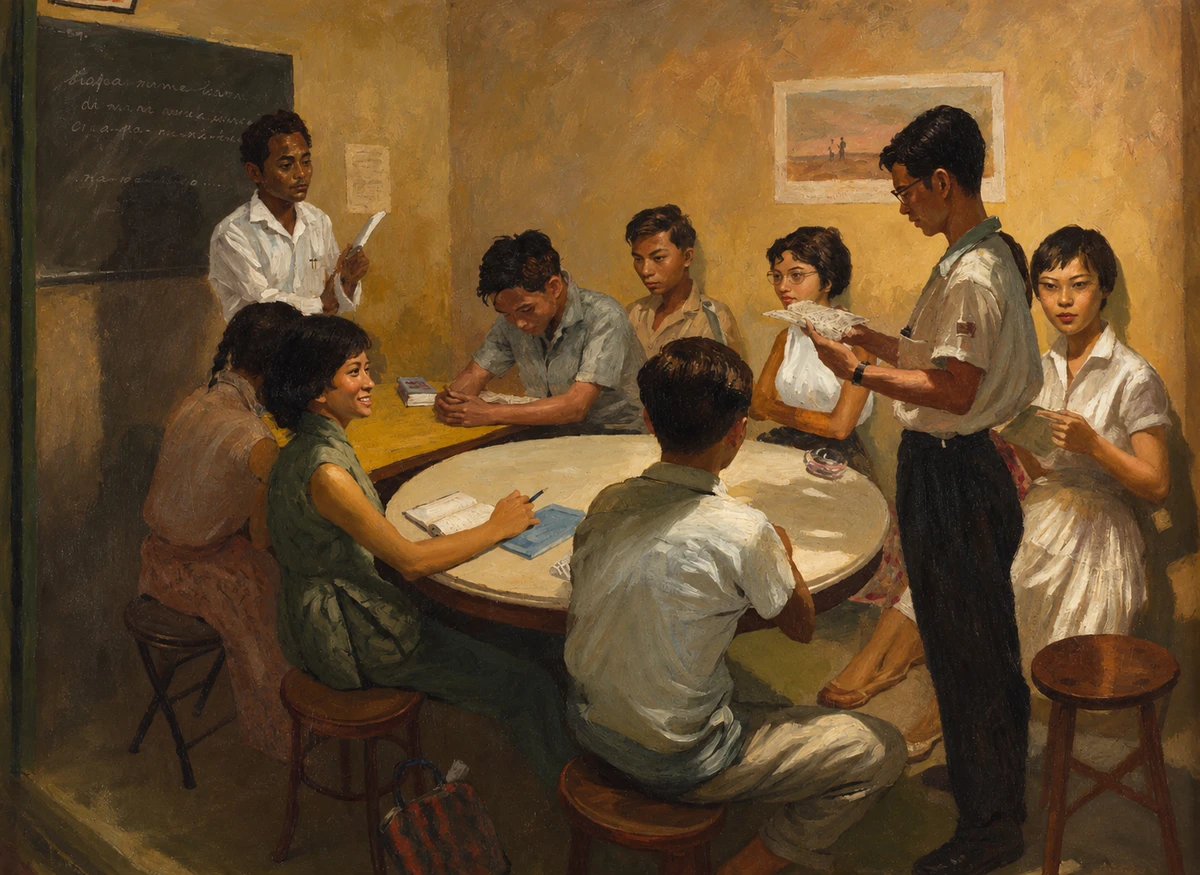 Chua Mia Tee《国语课》完整画幅的AI策展影像