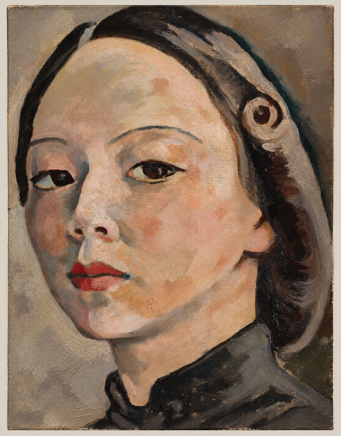 Georgette Chen张荔英《自画像》完整画幅的AI策展影像
