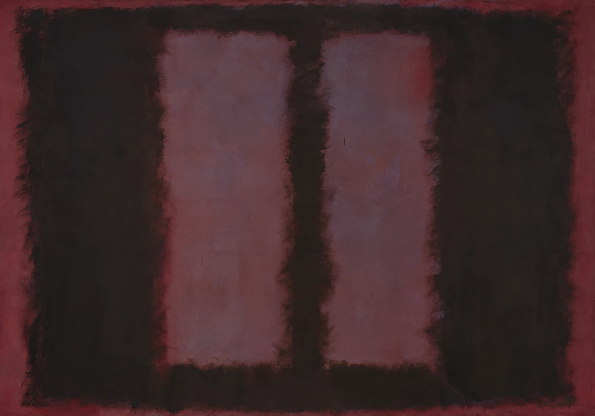 Mark Rothko《Black on Maroon》的AI策展演绎,依据泰特馆号T01031对应完整画面制作