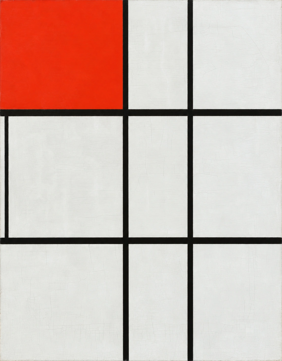 Piet Mondrian《Composition B (No.II) with Red》的AI策展演绎，依据泰特馆号T07560对应完整画面制作