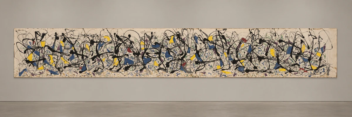 Jackson Pollock《Summertime: Number 9A》的AI策展演绎，依据泰特馆号T03977对应完整画面制作