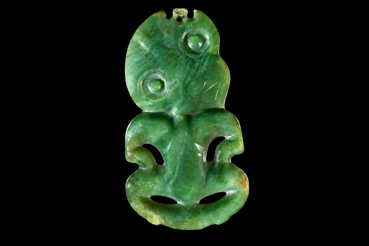 Hei tiki (pendant in human form),依据具体馆藏参考的AI视觉演绎