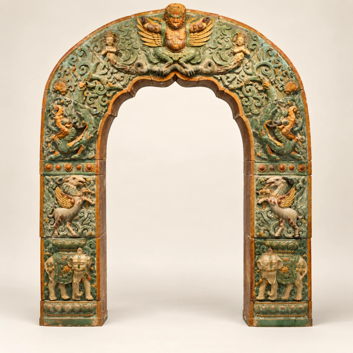 南京博物院藏大报恩寺琉璃塔拱门全貌（GPT Image AI策展编辑影像）