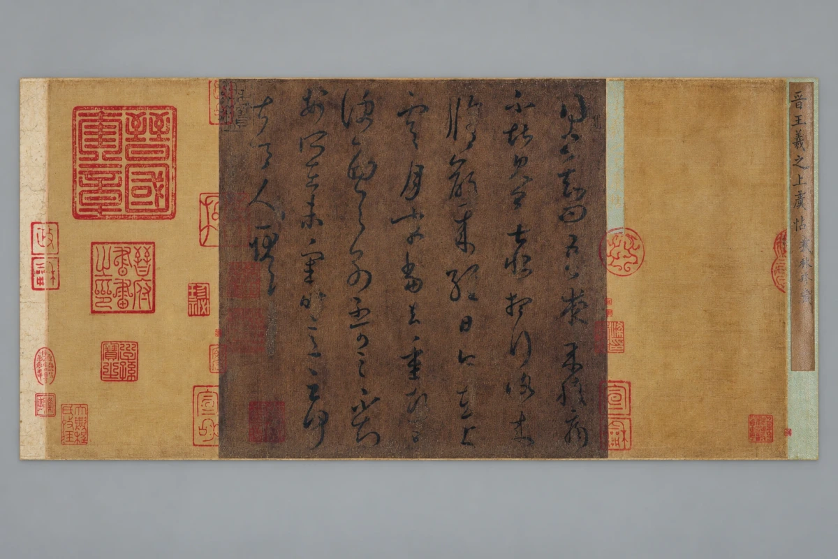 AI视觉演绎 · 王羲之上虞帖卷（唐摹本）