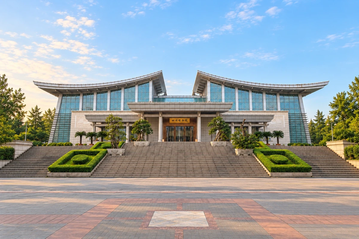 AI视觉演绎 · 四川博物院 · 浣花溪馆正面全景