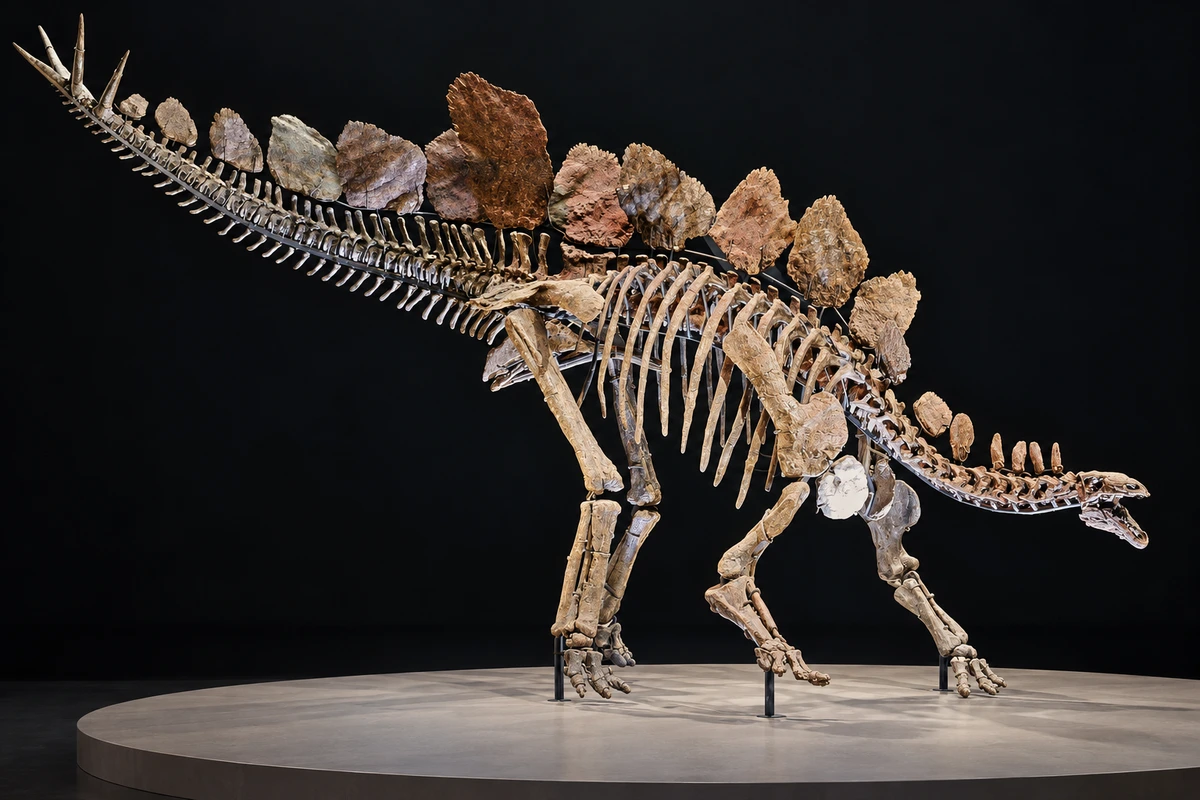 伦敦自然历史博物馆Sophie剑龙化石骨架完整策展影像