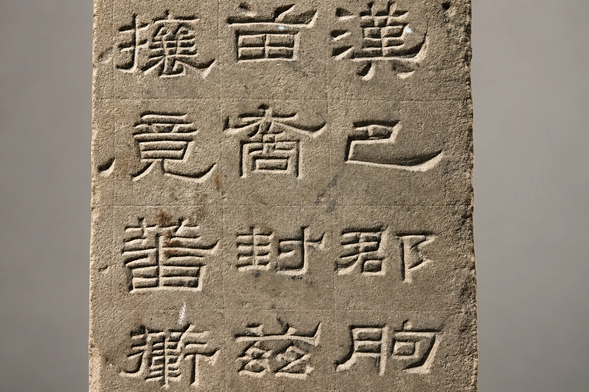 汉巴郡朐忍令景云碑铭文（局部）：近景保留碑面字列和石材凹凸，使碑刻的观察集中在笔画、刀刻与保存状态上。