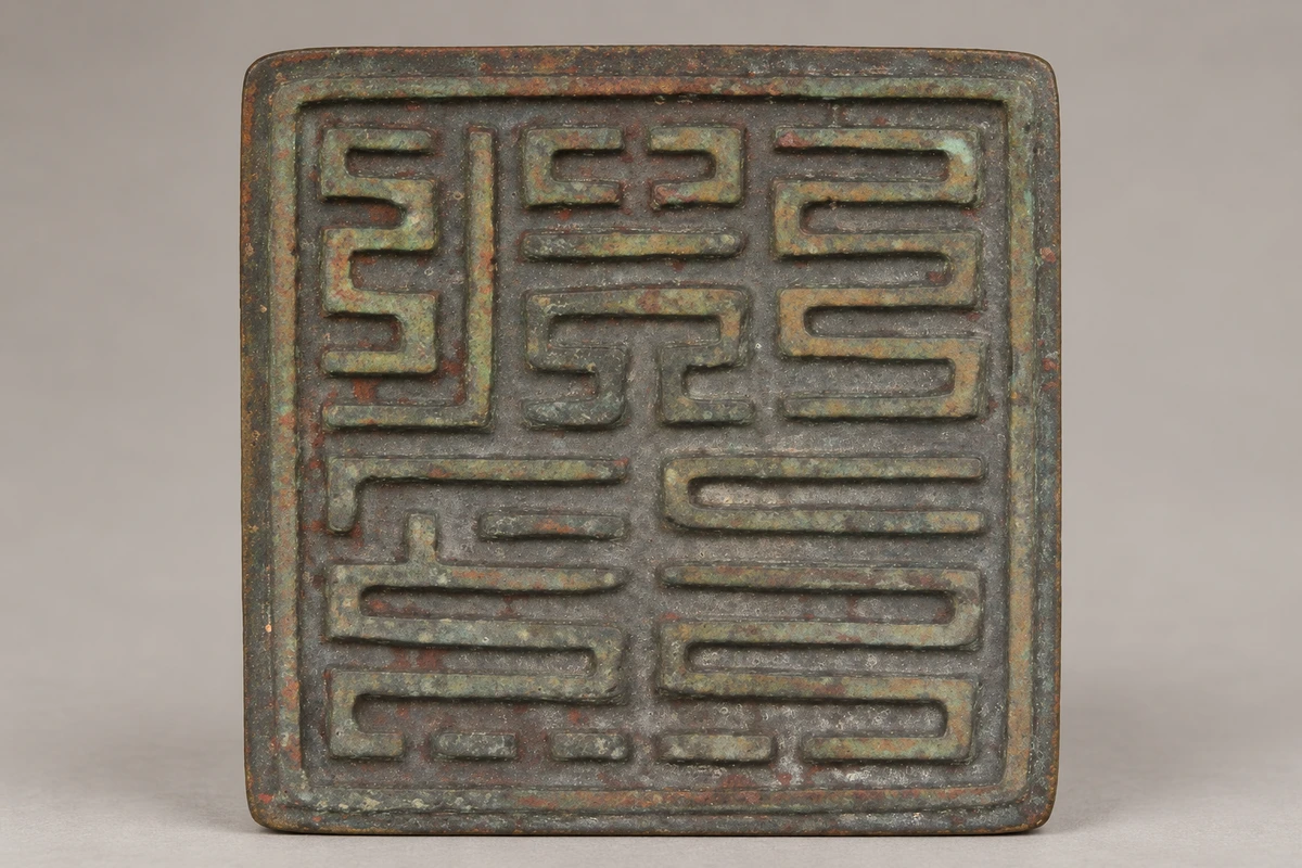西夏首领印（印面）：印面文字在方形边框内紧密排列，让官署与身份关系落实到小型印章的空间。